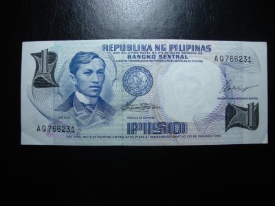 FILIPINE 1 PISO 1969 EXCELENTA foto