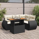 Cumpara ieftin Gossi set mobilier de gradina cu perne, 5 piese, negru, poliratan