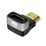 ADAPTOR video LOGILINK, HDMI (T) la HDMI (M), conectori auriti, rezolutie maxima 8K (7680 x 4320) la 60 Hz, 90 grade, negru-gri, &quot;AH0005A&quot; (timbru ver