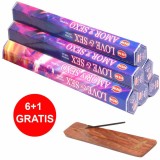 Set 6 cutii Betisoare parfumate Dragoste si Seductie, Love Sex HEM profesional, atrag iubirea si sporesc senzualitatea suport inclus, 120 buc