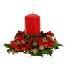 Inel Decorativ Lumanare, Crăciun, 24cm, Roșu, Auriu, Plastic, Oem