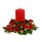 Inel Decorativ Lumanare, Crăciun, 24cm, Roșu, Auriu, Plastic
