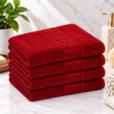 Cumpara ieftin Set 4 Prosoape Baie Lux Bumbac 100% Rosu 550 GSM -50X90 Cm