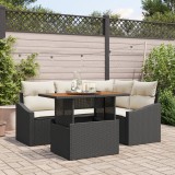 vidaXL Set 5 Piese Masă Grădină cu Perne Negru Ratan Polietilenic Acacia
