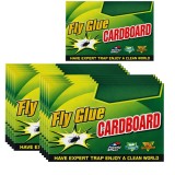 Cumpara ieftin Set 10 capcane lipicioase, culoare verde, 18.2 x 12.5 cm, tip carte, autoadezive, fara miros, non-toxice, din carton, pentru capturarea insectelor si
