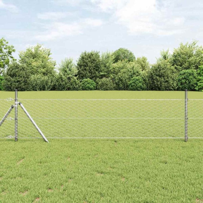 Gard Hexagonal Gri Argintiu 0.8 x 10 m Oțel galvanizat