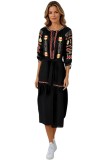 Rochie traditionala dama R25 negru/rosu , marimea M, Bumbac