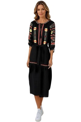 Rochie traditionala dama R25 negru/rosu , marimea M foto