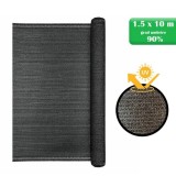 Plasa de umbrire HDPE 90%, antracit, 150 g/mp, 1.5 x 10 m pentru gard si balcon