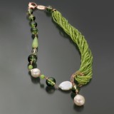 Cumpara ieftin Colier jad, cuart, perle baroc placat aur roz Argint 925 Eclipse Made in Italy