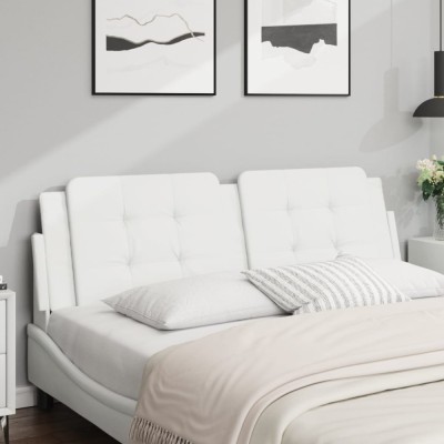 Pernă pentru tăblie pat, alb, 152 cm, piele artificială foto