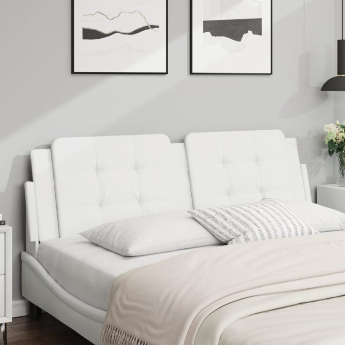 Pernă pentru tăblie pat, alb, 152 cm, piele artificială
