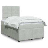 VidaXL Pat box spring cu saltea, gri deschis, 120x190 cm, catifea 3292286
