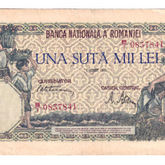 ROMANIA 100 000 LEI AUGUST 1945 STARE FOARTE BUNA