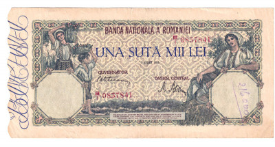 ROMANIA 100 000 LEI AUGUST 1945 STARE FOARTE BUNA foto