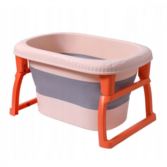 Cada pliabila pentru baie, flippy, din pp+tpe, pentru copii 0-6 ani, cu picioare, suport de sezut, scurgere etans, 80 x 52 x 42 cm, portocaliu