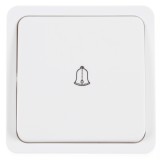 Intrerupator cu revenire si simbol sonerie Hoff Mini, aparent, 10A, alb