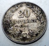 Moneda Bulgaria 20 Stotinki 1906, KM# 26, Cupro-Nichel, Nefolosita - Numismatica