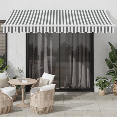 Copertină retractabilă antracit/alb, 3,5x2,5 m, textil/aluminiu foto