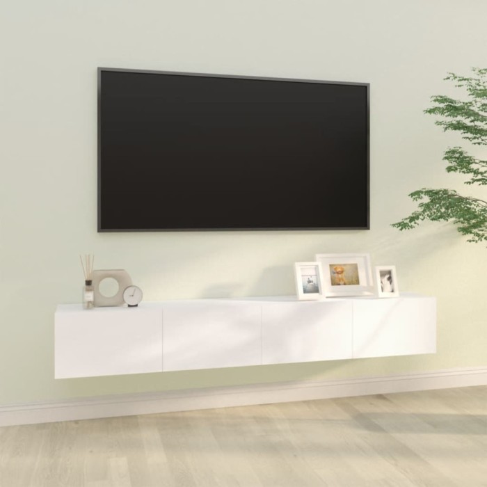 vidaXL Dulapuri TV de perete 2 buc. alb 100x30x30 cm lemn compozit