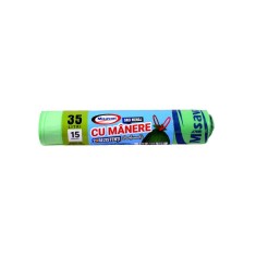 Rola 15 Saci Menajeri cu Manere pentru Colectare Selectiva Misavan, 35 l, Verzi, Parfumati, Saci de Menaj, Rola Saci Menajeri, Saci Menajeri 35 l, Sac foto