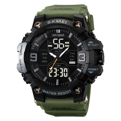 Ceas Sport Barbatesc SKMEI 2222 Verde , Analog-Digital, Dual Time, Alarma, Cronometru, 50m Waterproof, Design Militar Robust foto