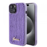 Husa pentru Apple iPhone 15, Guess, Sequin Script Metal, Mov