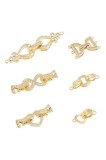 Set de cataramă pliabilă pentru bijuterii, 6 bucăți, stil zirconiu, din alamă &ndash; Auriu