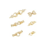Set de cataramă pliabilă pentru bijuterii, 6 bucăți, stil zirconiu, din alamă &ndash; Auriu