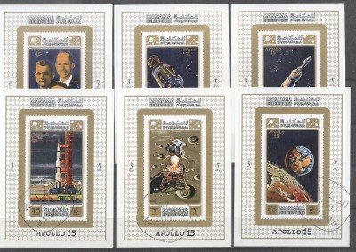 Manama 1971 Space, Apollo 15, 6 imperf. mini sheet, used T.184 foto