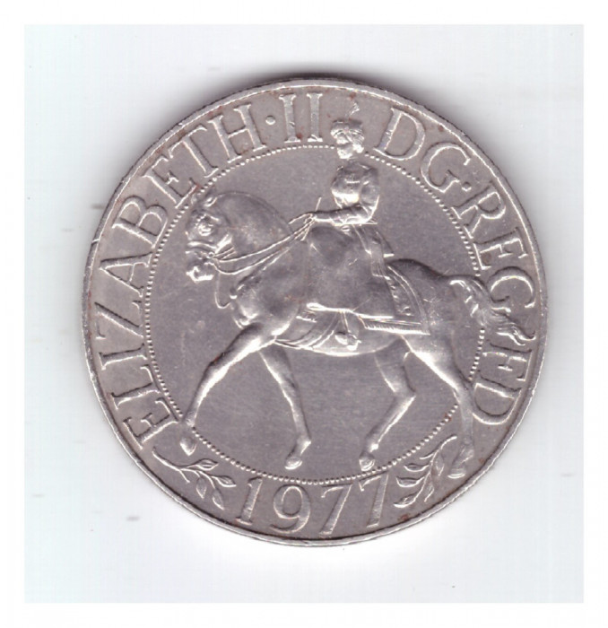 Moneda Marea Britanie 25 new pence 1977 Jubileul de argint, stare buna