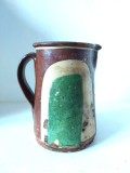 Ulcica ceramica veche / Cana mare cu cioc si toarta, stil rustic taranesc, 18cm inaltime x 11cm diametru