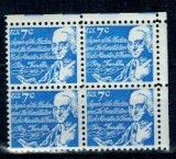 SUA 1972 - Uzual 7c Benjamin Franklin, bloc de 4 neuzat