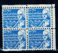 SUA 1972 - Uzual 7c Benjamin Franklin, bloc de 4 neuzat