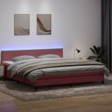 Cumpara ieftin Pat box spring cu saltea, roz, 200x210 cm, catifea