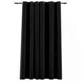 Cumpara ieftin Perdea opaca, aspect panza, cu ocheti, antracit, 290x245 cm