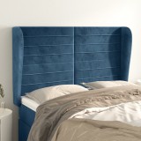 VidaXL Tăblie pat cu urechi albastru &icirc;nchis 147x23x118/128 cm catifea