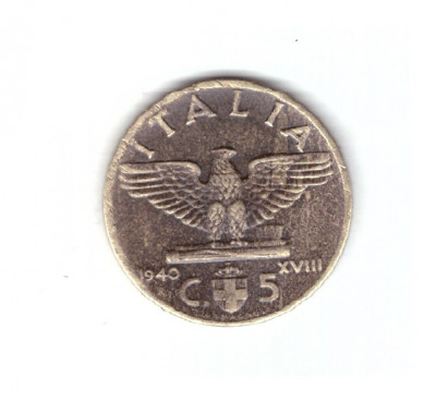 Moneda Italia 5 centesimi 1940, stare buna, curata foto