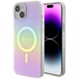 Guess Husa Iridescent Script MagSafe iPhone 15 Roz