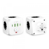 Incarcator Retea Tech-Protect PCL3X4, 10.5W, 2.1A, 2 x USB-A - 2 x USB-C - 3 x Schuko, Alb, Universal