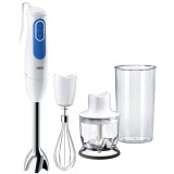 Mixer vertical Braun MQ3025WH SPAGHETTI, 700 W, Pahar 0.6 l, Malaxor 0.35 l, 2 Viteze, Alb/Albastru