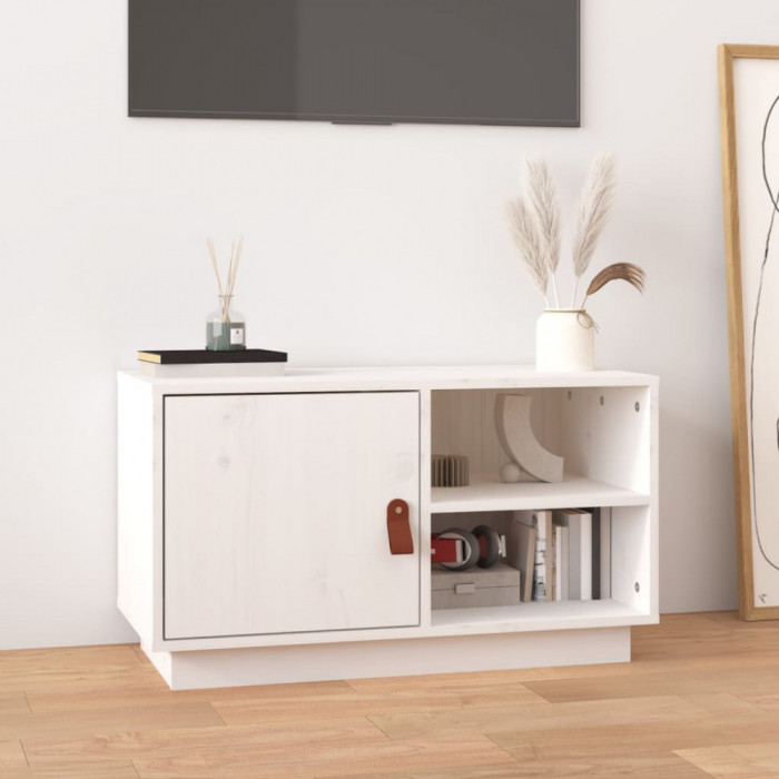 Comoda TV, alb, 70x34x40 cm, lemn masiv de pin GartenMobel Dekor