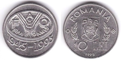10 lei 1995 FAO N in romb UNC foto