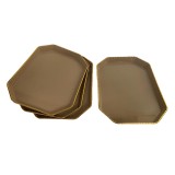 Set 4 platouri servire, Dreptunghi, Crem, 20.5x14.8x1.7 cm