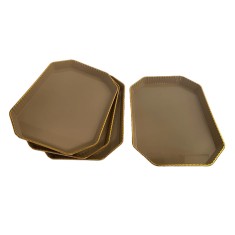 Set 4 platouri servire, Dreptunghi, Crem, 20.5x14.8x1.7 cm