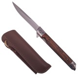 Cumpara ieftin Briceag de vanatoare DEPOX&reg;, Mono Blade, 21.5 cm, otel inoxidabil, maro, teaca piele inclusa