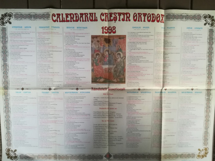 Calendar creștin ortodox 1998