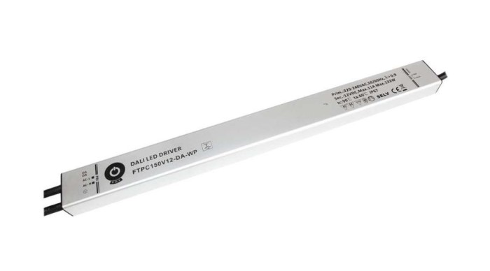 Sursă de alimentare POS FTPC150V12-DA-WP, driver LED POS 12V/11A 132W CV DALI cu reglare a intensității luminoase prin buton, carcasă metalică liniară