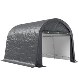 Outsunny 3x3m Garaj pentru Motociclete, Tenda cu Acoperiș Reforțat Impermeabil, 2 Accesuri cu Fermuar, pentru Biciclete și Unelte, Oțel Galvanizat, Gr