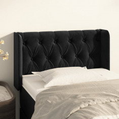 vidaXL Tăblie de pat cu aripioare negru 83x16x78/88 cm catifea